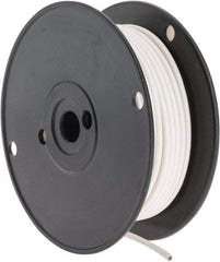 Made in USA - 10 AWG, 105 Strand, 100' OAL, Tinned Copper Hook Up Wire - White PVC Jacket, 0.18" Diam - Top Tool & Supply