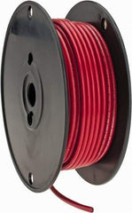 Made in USA - 10 AWG, 105 Strand, 100' OAL, Tinned Copper Hook Up Wire - Red PVC Jacket, 0.18" Diam - Top Tool & Supply