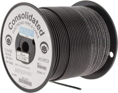 Made in USA - 12 AWG, 65 Strand, 500' OAL, Tinned Copper Hook Up Wire - Black PVC Jacket, 0.155" Diam - Top Tool & Supply