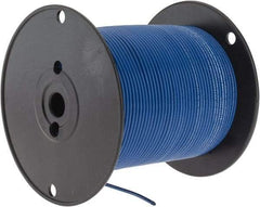 Made in USA - 14 AWG, 41 Strand, 500' OAL, Tinned Copper Hook Up Wire - Blue PVC Jacket, 0.136" Diam - Top Tool & Supply