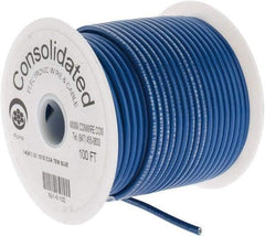 Made in USA - 14 AWG, 41 Strand, 100' OAL, Tinned Copper Hook Up Wire - Blue PVC Jacket, 0.136" Diam - Top Tool & Supply