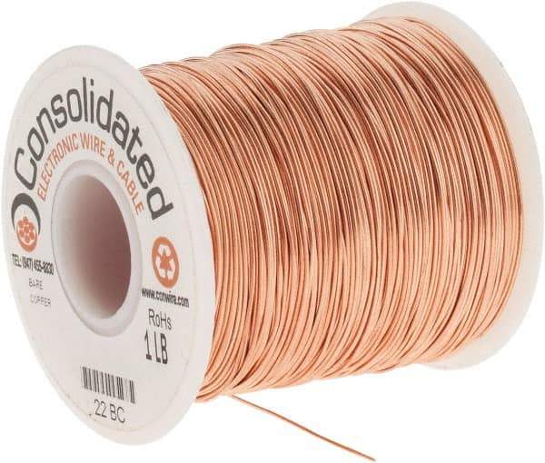 Made in USA - 22 AWG, 0.0253 Inch Diameter, 507 Ft., Solid, Grounding Wire - Copper, ASTM B3, QQ-W-343 Type S, RoHS Compliant - Top Tool & Supply