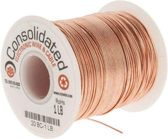 Made in USA - 20 AWG, 0.032 Inch Diameter, 318 Ft., Solid, Grounding Wire - Copper, ASTM B3, QQ-W-343 Type S, RoHS Compliant - Top Tool & Supply