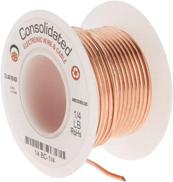 Made in USA - 14 AWG, 0.0641 Inch Diameter, 20 Ft., Solid, Grounding Wire - Copper, ASTM B3, QQ-W-343 Type S, RoHS Compliant - Top Tool & Supply