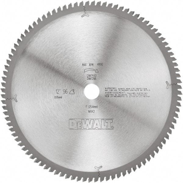 DeWALT - 12" Diam, 1" Arbor Hole Diam, 96 Tooth Wet & Dry Cut Saw Blade - Tungsten Carbide-Tipped, Standard Round Arbor - Top Tool & Supply