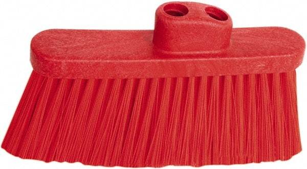 PRO-SOURCE - 10" Wide, Red Polypropylene Bristles, Angled Broom - Threaded Handle, 10 Inch Wide Broom, Red Bristles, Handle Sold Separately - Top Tool & Supply