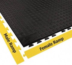 Wearwell - 3' Long x 1' Wide x 5/8" Thick, Anti-Fatigue Modular Matting Tiles - Male & Female, 4 Interlocking Sides, Black, For Dry Areas, Series 502 - Top Tool & Supply