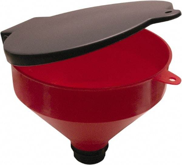 Funnel King - 8" High x 9-1/8" Diam, Polypropylene, Manual Closing Drum Funnel with Lockable Lid - 55 Gal Drum/Pail Capacity - Top Tool & Supply