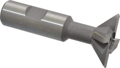 Made in USA - 1-1/2" Diam x 1/2" Width of Cut, 45° Included Angle, Carbide-Tipped Dovetail Cutter - 3/4" Shank Diam, 3-1/4" Overall Length, 0.02" Corner Radius, Weldon Flat, Uncoated - Top Tool & Supply