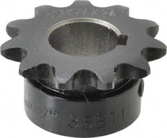 Browning - 11 Teeth, 3/8" Chain Pitch, Chain Size 35, Finished Bore Sprocket - 5/8" Bore Diam, 1.331" Pitch Diam, 1-1/2" Outside Diam - Top Tool & Supply