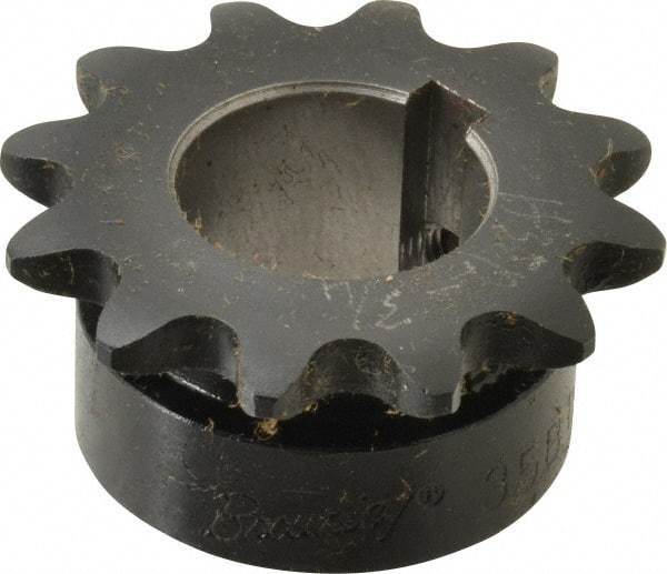 Browning - 12 Teeth, 3/8" Chain Pitch, Chain Size 35, Finished Bore Sprocket - 3/4" Bore Diam, 1.449" Pitch Diam, 1.63" Outside Diam - Top Tool & Supply