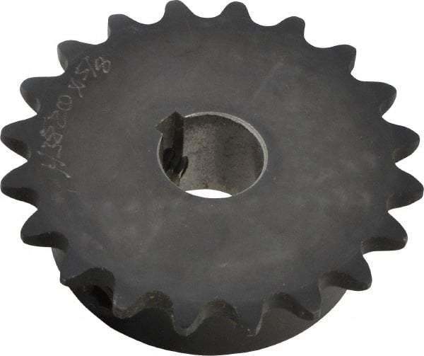 Browning - 20 Teeth, 3/8" Chain Pitch, Chain Size 35, Finished Bore Sprocket - 5/8" Bore Diam, 2.397" Pitch Diam, 2.59" Outside Diam - Top Tool & Supply