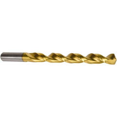 Jobber Length Drill Bit: 0.4134″ Dia, 135 °, High Speed Steel TiN Finish, Right Hand Cut, Parabolic Flute, Straight-Cylindrical Shank