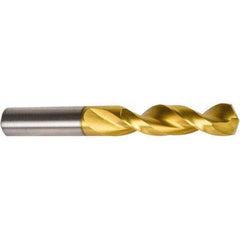 Screw Machine Length Drill Bit: 0.18″ Dia, 135 °, High Speed Steel Coated, Right Hand Cut, Parabolic Flute, Straight-Cylindrical Shank, Series QC41G