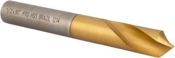 Precision Twist Drill - 1/2" Body Diam, 90°, 3-3/4" OAL, High Speed Steel Spotting Drill - Top Tool & Supply