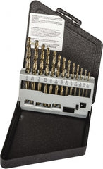 Drill Bit Set: Jobber Length Drill Bits, 13 Pc, 135 °, Cobalt Gold Finish, Split-Point, Straight Shank, Series R10CO