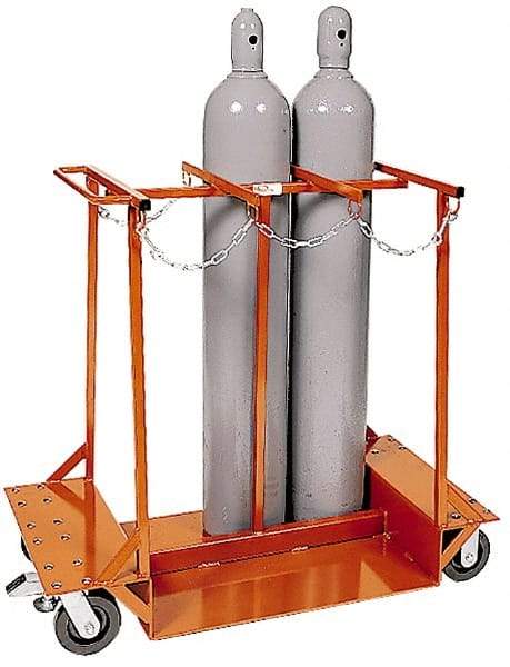 Made in USA - 1,500 Lb Capacity 42" OAH Cylinder Truck - Push Handle, Steel - Top Tool & Supply