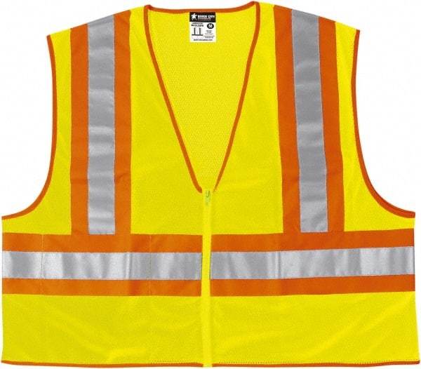 MCR Safety - Size M Flame Resistant/Retardant Lime General Purpose Vest - 24" Chest, ANSI 107-2015, Nonconductive Zipper Closure, 2 Pockets, Polyester - Top Tool & Supply