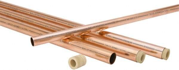 Mueller Industries - 10' Long, 1/2" OD x 3/8" ID, Grade C12200 Copper Nitrogenized Tube - 0.035" Wall Thickness, 0.198 Ft/Lb - Top Tool & Supply