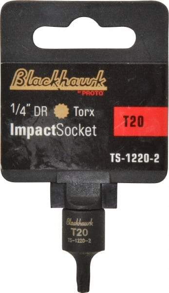 Blackhawk by Proto - 1/4" Drive, T20 Impact Torx Bit Socket - 1-3/16" OAL - Top Tool & Supply