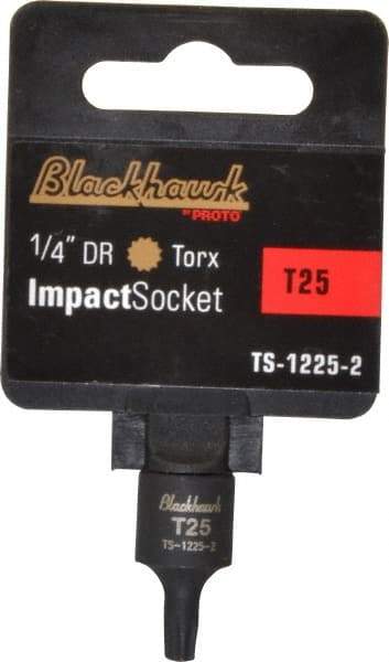 Blackhawk by Proto - 1/4" Drive, T25 Impact Torx Bit Socket - 1-3/16" OAL - Top Tool & Supply