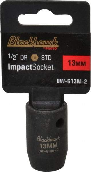 Blackhawk by Proto - 1/2" Drive 13mm Standard Impact Socket - 6 Points, 1-1/2" OAL - Top Tool & Supply