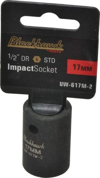 Blackhawk by Proto - 1/2" Drive 17mm Standard Impact Socket - 6 Points, 1-1/2" OAL - Top Tool & Supply