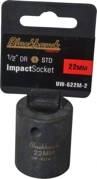 Blackhawk by Proto - 1/2" Drive 22mm Standard Impact Socket - 6 Points, 1-5/8" OAL - Top Tool & Supply