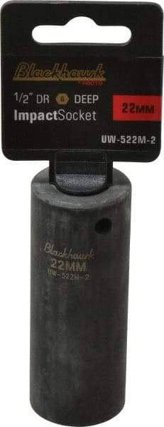 Blackhawk by Proto - 1/2" Drive 22mm Deep Impact Socket - 6 Points, 3-5/16" OAL - Top Tool & Supply