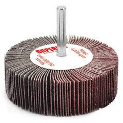 Superior Abrasives - Mounted Flap Wheels; Abrasive Type: Coated ; Outside Diameter (Inch): 3 ; Face Width (Inch): 1/2 ; Abrasive Material: Aluminum Oxide ; Grit: 80 ; Mounting Type: 1/4" Shank - Exact Industrial Supply