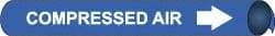 NMC - Pipe Marker with Compressed Air Legend and Arrow Graphic - 10 to 10" Pipe Outside Diam, White on Blue - Top Tool & Supply