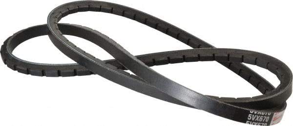 Browning - Section 5VX, 5/8" Wide, 67" Outside Length, Gripnotch V-Belt - Rubber Compound, 358 Gripnotch, No. 5VX670 - Top Tool & Supply