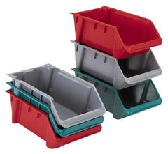 LEWISBins+ - 500 Lb. Load Capacity, 24-1/8" Deep, Red Polyethylene Hopper Stacking Bin - 8" High x 16-1/4" Wide x 24-1/8" Long - Top Tool & Supply