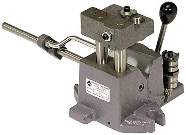 Heinrich - 1-1/2 to 2-1/2" Vee Capacity, Air Cross Hole Jig - 10-1/2" Long x 9-1/8" Wide x 8-5/8" High, 5/16, 1/2, 3/4, 1 & 1-3/8" ID of Furnished Liners - Top Tool & Supply