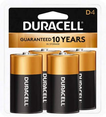 Duracell - Size D, Alkaline, 4 Pack, Standard Battery - 1.5 Volts, Button Tab Terminal - Top Tool & Supply