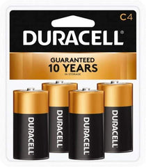 Duracell - Size C, Alkaline, 4 Pack, Standard Battery - 1.5 Volts, Button Tab Terminal - Top Tool & Supply