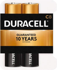 Duracell - Size C, Alkaline, 8 Pack, Standard Battery - 1.5 Volts, Button Tab Terminal - Top Tool & Supply