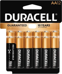 Duracell - Size AA, Alkaline, 12 Pack, Standard Battery - 1.5 Volts, Button Tab Terminal - Top Tool & Supply