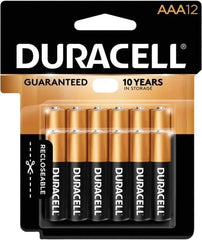 Duracell - Size AAA, Alkaline, 12 Pack, Standard Battery - 1.5 Volts, Button Tab Terminal - Top Tool & Supply