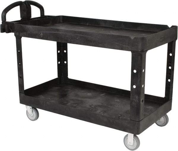 Rubbermaid - 750 Lb Capacity, 25" Wide x 53-5/8" Long x 32-3/4" High Standard Utility Cart - 2 Shelf, Plastic - Top Tool & Supply