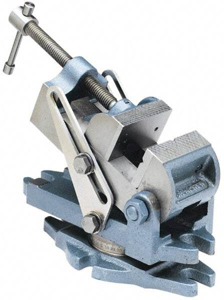 Palmgren - 2-7/8" Jaw Width, 2-1/2" Jaw Opening Capacity, Angle Stationary Machine Vise - Manual Operation, 1 Station, 9" Long x 3-7/8" High x 1-1/2" Deep, 30,000 psi Max Clamp Force, Cast Iron - Top Tool & Supply