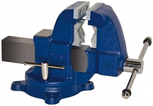 Yost Vises - 3-1/2" Jaw Width x 4" Jaw Opening Capacity, 4-1/2" Throat Depth, Bench & Pipe Combination Vise - 1/8 to 2-1/2" Pipe Capacity, Swivel Base, Bolt Down Attachment, Ductile Iron - Top Tool & Supply