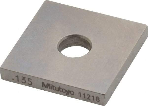 Mitutoyo - 0.135" Square Steel Gage Block - Accuracy Grade 0, Includes Certificate of Inspection - Top Tool & Supply