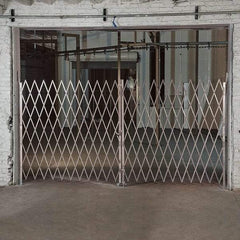 Illinois Engineered Products - 102" High Bi-Parting Folding Gates - Galvanized Steel, Silver - Top Tool & Supply