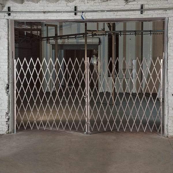 Illinois Engineered Products - 8' High Bi-Parting Folding Gates - Galvanized Steel, Silver - Top Tool & Supply