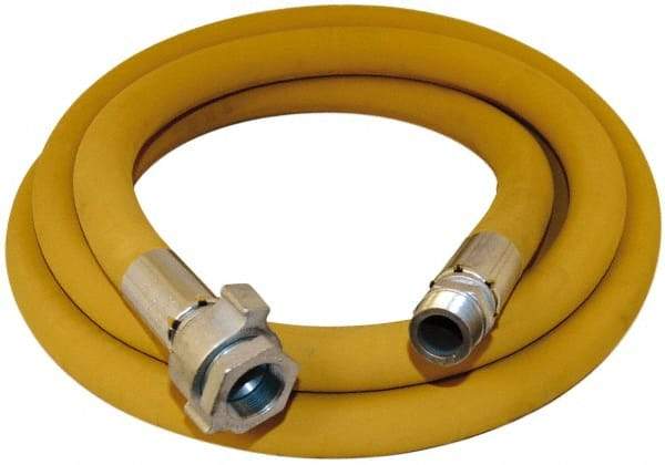 Alliance Hose & Rubber - 1-1/2" ID x 2.05" OD 50' Long Wire Braid Air Hose - Male NPT x Female NPT Ground Joint Swivel Ends, 600 Working psi, -22 to 176°F, 1-1/2" Fitting, Yellow - Top Tool & Supply