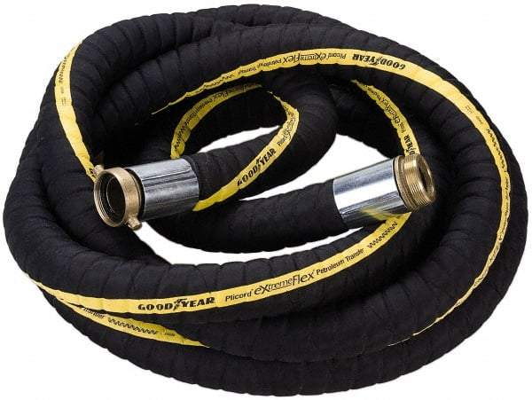 Alliance Hose & Rubber - 3" ID x 3-1/2" OD x 25' OAL, Male x Female Petroleum Transfer Hose - 200 Max Working psi, -40 to 200°F, 3" Bend Radius, 3" Fitting, Black - Top Tool & Supply