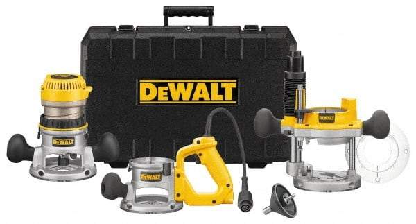 DeWALT - 2.25 hp, 8,000 to 24,000 RPM, Three Base Router Kit - 12 Amps, 1/4 and 1/2 Inch Collet - Top Tool & Supply