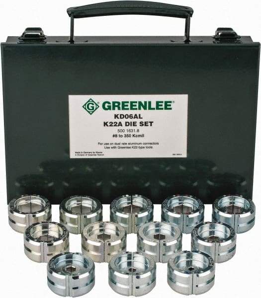 Greenlee - 8 AWG - 350 MCM Crimping Die Set - Use with Mfr's # EK628L11 - Top Tool & Supply