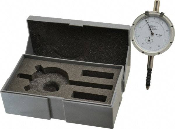 Fowler - 0.4" Range, 0-50-0 Dial Reading, 0.0005" Graduation Dial Drop Indicator - Revolution Counter - Top Tool & Supply